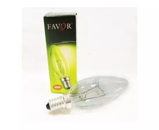 427104 - Лампа накаливания Favor B36 E14 40W свеча прозрачная (Калашников) (1)