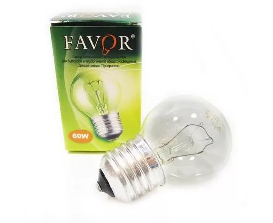 427123 - Лампа накаливания Favor P45 E27 40W шар прозрачная (Калашников) (1)