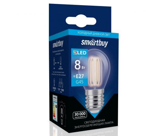 812348 - Smartbuy Светодиодная (LED) Лампа FIL Smartbuy-G45-8W/6000/E27 (SBL-G45F-8-60K-E27) (1)