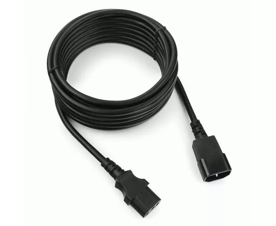 710818 - Cablexpert шнур сетевой розетка C13 - вилка C14 (удл-ль для ПК, ИБП) 5м, 16A,3x1мм., черн., земл. (1)