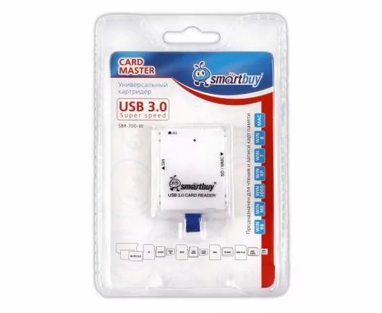 650347 - Картридер USB 3.0 Smartbuy белый (SBR-700-W) (1)