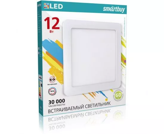 768468 - Встраиваемый (LED) светильник DL Smartbuy Square-12w/4000K/IP20 (SBL-DLSq-12-4K)/40 (1)