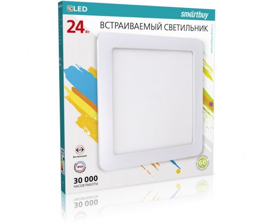 768472 - Встраиваемый (LED) светильник DL Smartbuy Square-24w/4000K/IP20 (SBL-DLSq-24-4K)/20 (1)