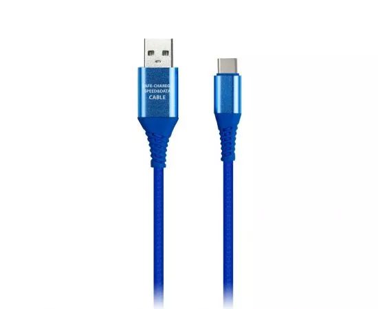 770936 - Дата-кабель USB(A)шт. - Type Cшт. Smartbuy рез.опл.Gear,1м, мет.нак.,2А,син.(iK-3112ERGbox blue)/50 (1)