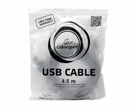 711329 - Кабель удлинитель USB(A)гн. 2.0 - USB(A)шт. Pro Cablexpert AM/AF, 4.5м, экран, черный, пакет (1)