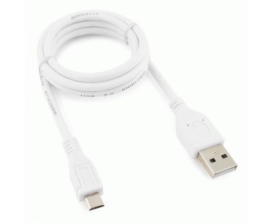 758879 - Кабель USB(A)шт. - microUSBшт.2.0 Cablexpert, AM/microBM 5P, 1м, экран, белый, паке (1)