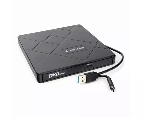 783907 - Внешний DVD-привод USB 3.0 со встроенным кардридером и хабом Gembird DVD-USB-04 пласт, черн, 18877 (1)