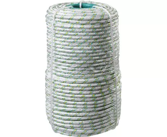 640196 - Фал плетёный капроновый СИБИН 16-прядный с капроновым сердечником, d 6мм, бухта 100м, 650кгс (1)
