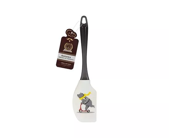 800157 - Лопатка кулинарная силиконовая Мишка на самокате 27*6*1,5см, 17378 MARMITON (1)