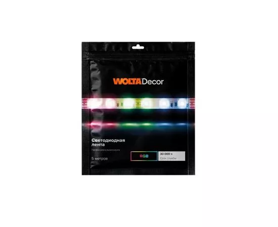 809002 - WOLTA Decor лента св/д 12V 14.4W/m 60Led/m IP20 RGB 5м 10мм WLS5050-14,4W/RGB/12H60-01 (1)