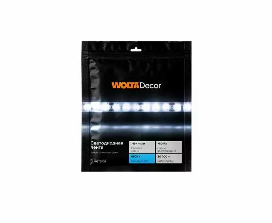 809024 - WOLTA Decor лента св/д 24V 6W/m 60Led/m IP65 6500К 6K 800lm/m 5м 8мм WLS2835-6W/6500/24S60-01 (1)