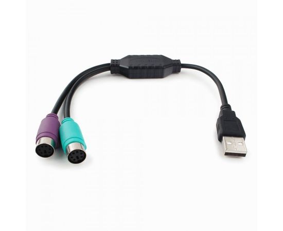 711303 - Конвертер USB(A)шт. - 2 шт. PS/2 Cablexpert, 2xPS/2 /AM, BL, черный (1)