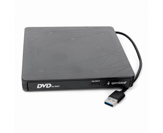 783906 - Внешний DVD-привод с интерфейсом USB 3.0 Gembird DVD-USB-03 пластик, черный, 18876 (1)