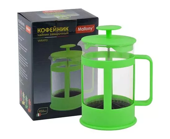 476970 - Чайник/кофейник (френч-пресс) 850мл, стекло/пластик, цвета микс Variato-850ML Mallony 950078 (1)