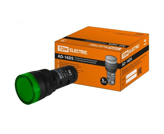484793 - TDM лампа AD-16DS(LED) матрица d16мм зелен. 230В AC (20!) SQ0702-0073 (1)