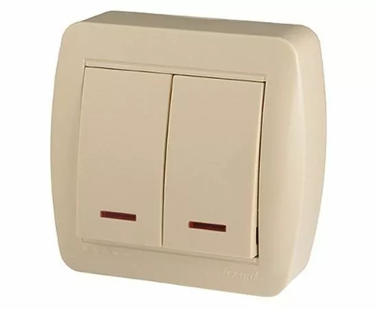 499760 - Lezard DEMET выкл. ОУ 2кл. 10А (инд.) крем (основание PBT, корпус PC) 711-0300-112 (1)