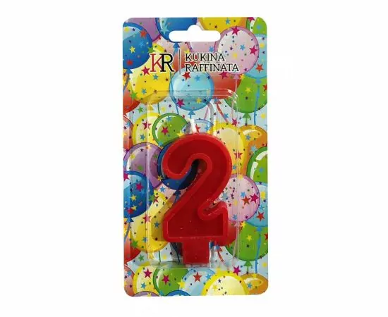 810255 - Свеча д/торта ЦИФРА 2, красная 202563-1 Kukina Raffinata (1)