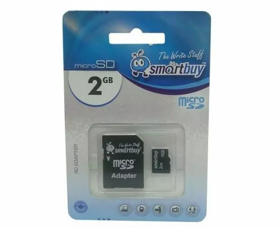 498983 - Флэш-карта (памяти) MicroSDHC 2GB Smartbuy адаптер SD (1)