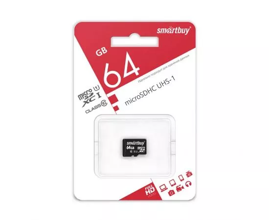 792162 - Флэш-карта (памяти) micro SDXC Smartbuy 64GB Class 10 UHS-1 (без адаптера) (SB64GBSDCL10-00) (1)