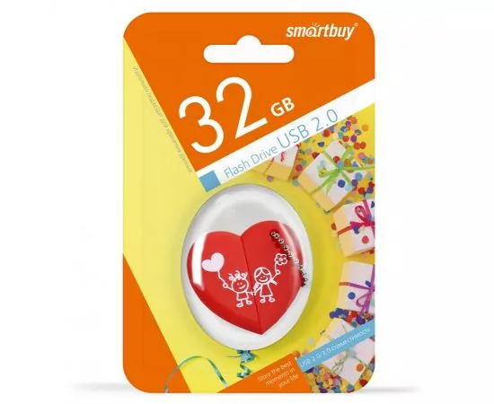 792335 - Флэш-диск (флэшка) USB UFD Smartbuy 32GB Wild series Сердце (SB32GBHeart) (1)