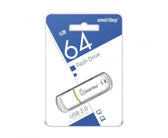 792345 - Флэш-диск (флэшка) USB UFD Smartbuy 64GB Crown White (SB64GBCRW-W) (1)