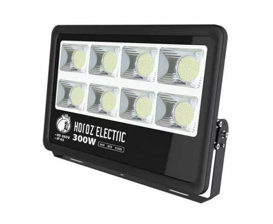 775148 - HOROZ прожектор св/д 300W(25500Lm) 6400K 6K IP65 85-265V 450x500x90 алюм.+стекло 068-013-0300 (1)