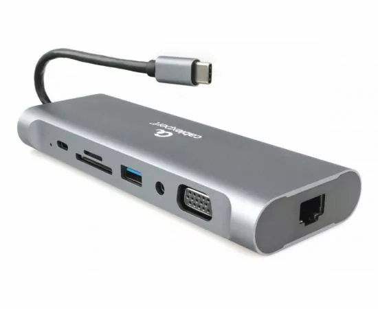 818612 - Адаптер интерфейсов Cablexpert A-CM-COMBO7-01, type C шт. 7 в 1 (Type-C,USB3.0,HDMI,VGA,RJ-45),20011 (1)