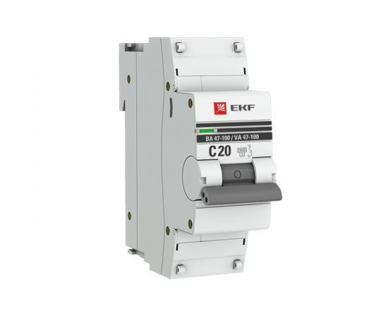 819533 - EKF Автоматический выключатель ВА47-100, 1P 20А (C) 10kA PROxima mcb47100-1-20C-pro (1)