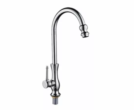 811717 - POTATO Моно-смеситель для кухни (Zn) тр.пов.излив383мм,кр-бук.1/2,гайка,хром,(2шт/уп,цена/1шт),P4177 (1)