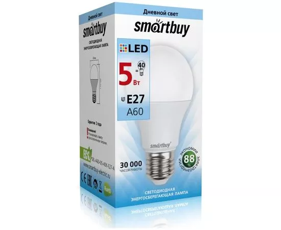 553041 - св/д Smartbuy ЛОН A60 E27 5W(550lm) 4000K 110x60 SBL-A60-05-40K-E27-A (1)