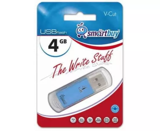 429673 - Флэш-диск (флэшка) USB 4Gb SmartBuy V-Cut Blue SB4GBVC-B (1)