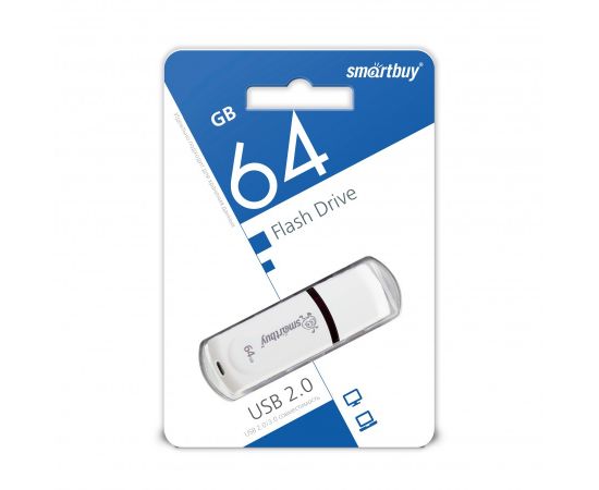 792351 - Флэш-диск (флэшка) USB UFD Smartbuy 64GB Paean White (SB64GBPN-W) (1)