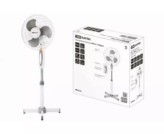 816266 - TDM Вентилятор напольный ВП-01 Тайфун H1,25м, D40см, 40Вт, 230В, серый, SQ2701-0001 (1)