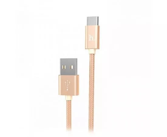 795301 - Кабель USB(A)шт. - type C шт. USB 2.0 hoco X2 текстильная оплетка, AM/Type-C, золотой, 1м, 19162 (1)