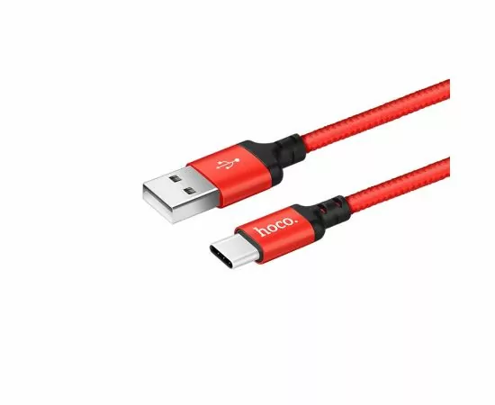 795305 - Кабель USB(A)шт. - type C шт. USB 2.0 hoco X14, AM/Type-C M, черно-красный, 1м, 19156 (1)