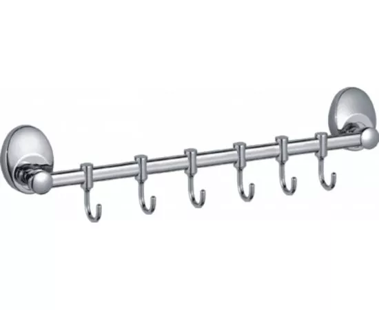 803266 - Haiba Вешалка (планка) д/ванной настенная с шестью подвижными крючками 420 мм, хром, HB1615-6 (1)