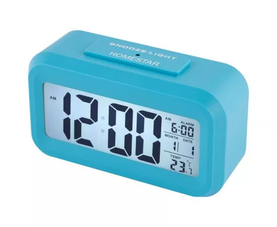 820805 - Часы-будильник HS-0110 Синие, 13,5*7,5*4,5см, 3*ААА (нет в компл), 104306 HomeStar (1)