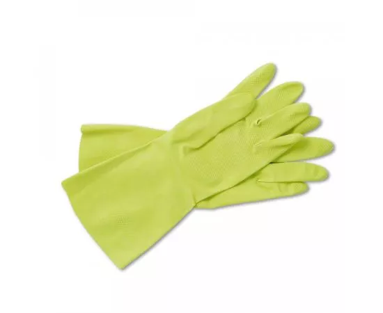 821856 - Перчатки хозяйственные латекс 60гр пара,32см,х/б напыление,рельеф,пропитка Алоэ,разм M,092150/York (1)