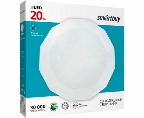 780710 - Smartbuy св-к св/д декоративный 20W(1600lm) 6000K 6К Dimond d250х50 мм IP20 SBL-Dmd-20-W-6K (1)