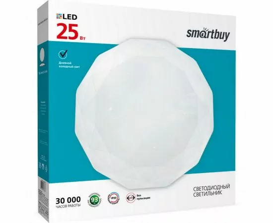 780712 - Smartbuy св-к св/д декоративный 25W(2000lm) 6000K 6К Dimond d370х60 мм IP20 SBL-Dmd-25-W-6K (1)