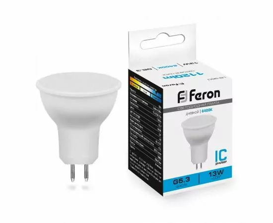 806538 - Feron MR16 GU5.3 230V 13W(1070Lm) 6400K 6K матовая 57x50 LB-960 38190 (1)