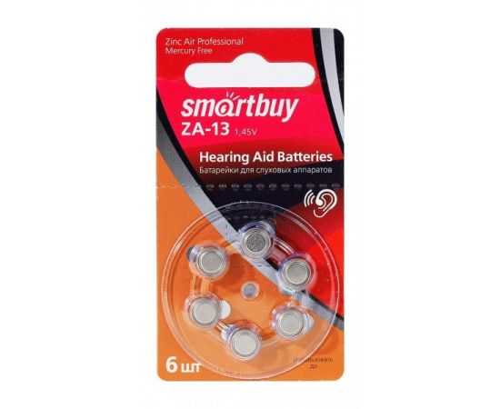 816146 - Э/п Smartbuy Батарейка для слуховых аппаратов Smartbuy A13-6B (60/3000) (SBZA-A13-6B) (1)