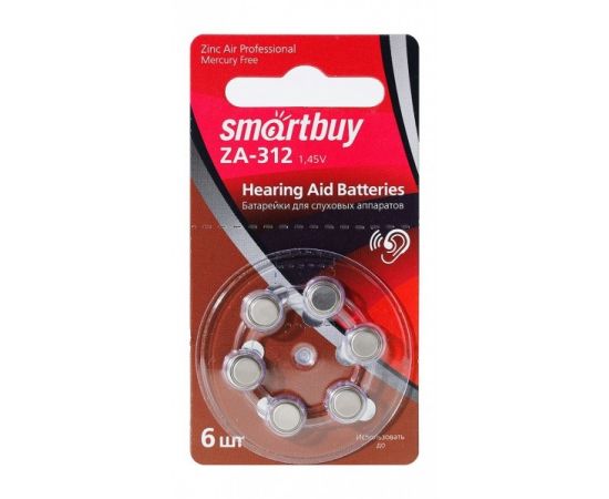 816147 - Э/п Smartbuy Батарейка для слуховых аппаратов Smartbuy A312-6B (60/3000) (SBZA-A312-6B) (1)