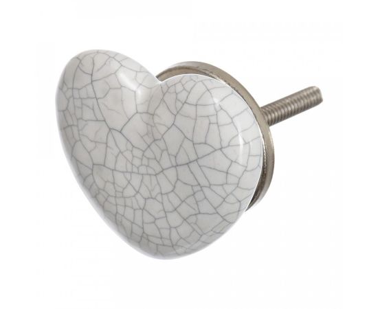 827822 - Ручка керамическая для мебели Сердце бел (в кор 6 шт, цена за шт) BLUMEN HAUS (1)