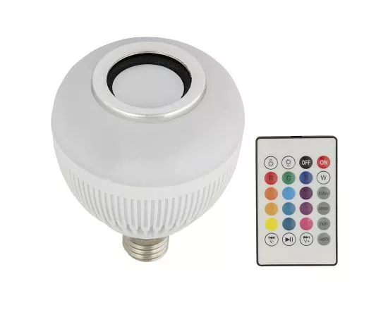 828177 - Лампа-проектор Volpe E27 8W RGB ДИСКО Bluetooth динамик белый пульт ДУ ULI-Q340 8W/RGB/E27 WHITE (1)