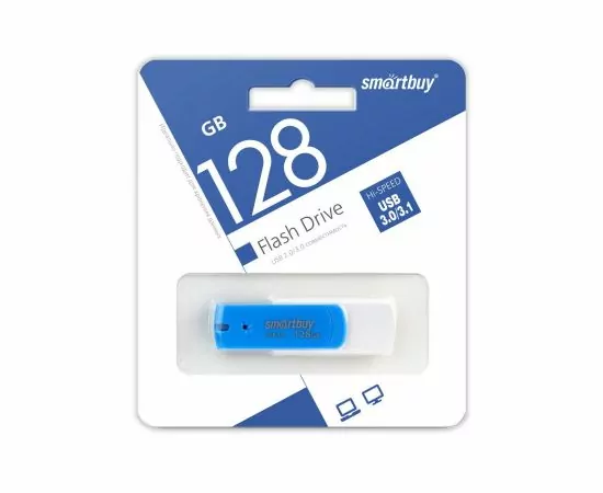 792227 - Флэш-диск (флэшка) USB UFD 3.0 SmartBuy 128GB Diamond Blue (SB128GBDB-3) (1)