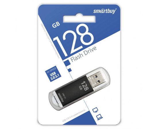 792235 - Флэш-диск (флэшка) USB UFD 3.0 Smartbuy 128GB V-Cut Black (SB128GBVC-K3) (1)