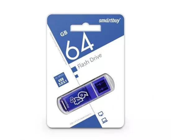 792241 - Флэш-диск (флэшка) USB UFD 3.0 Smartbuy 64GB Glossy series Dark Blue (SB64GBGS-DB) (1)