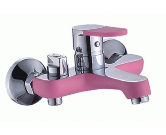 811889 - POTATO Смеситель для ванны (Zn) короткий излив, кер.картр.35мм, розовый, P30223-13 (1)