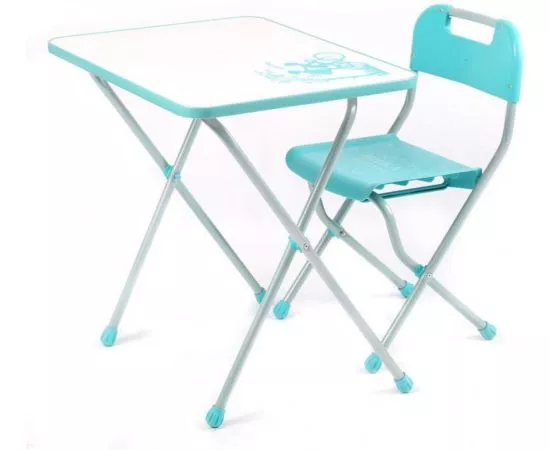 827163 - Комплект детский Ретро (стол+стул) бирюзовый с белым, КПР/2 Nika (1)